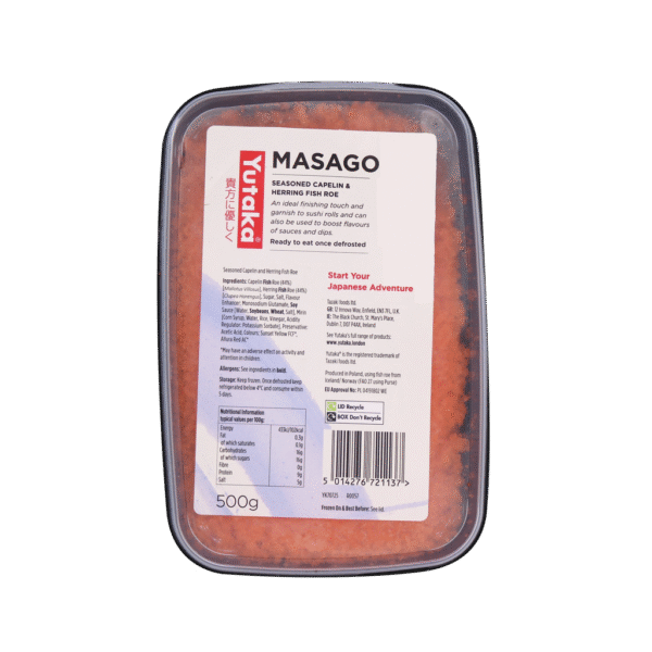 YUTAKA Masago Orange - Seasoned Capelin Fish Roe 500g (Frozen)