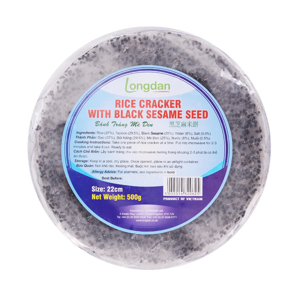 Longdan Rice Cracker With Black Sesame 22cm 500g (Case 20)