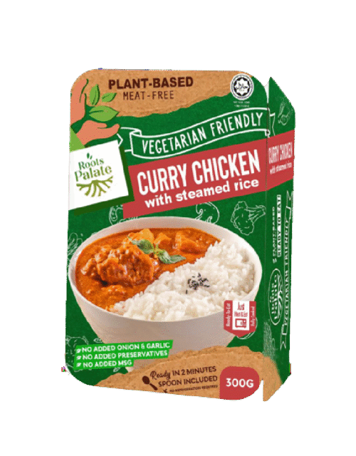 Roots Palate Vegetarian Curry Chicken With Steamed Rice 300g