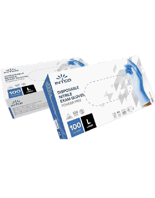 INTCO Disposable Nitrile Gloves - Blue Size L 100pcs