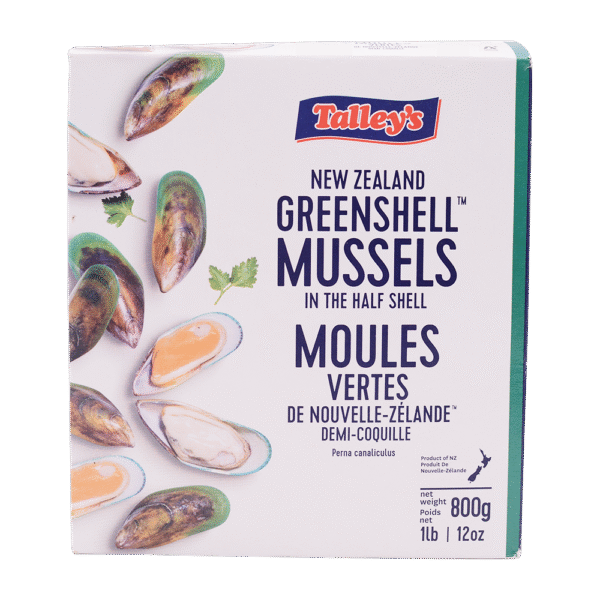 Talleys 1/2 Shell Green Lip Mussels 800g (Frozen)